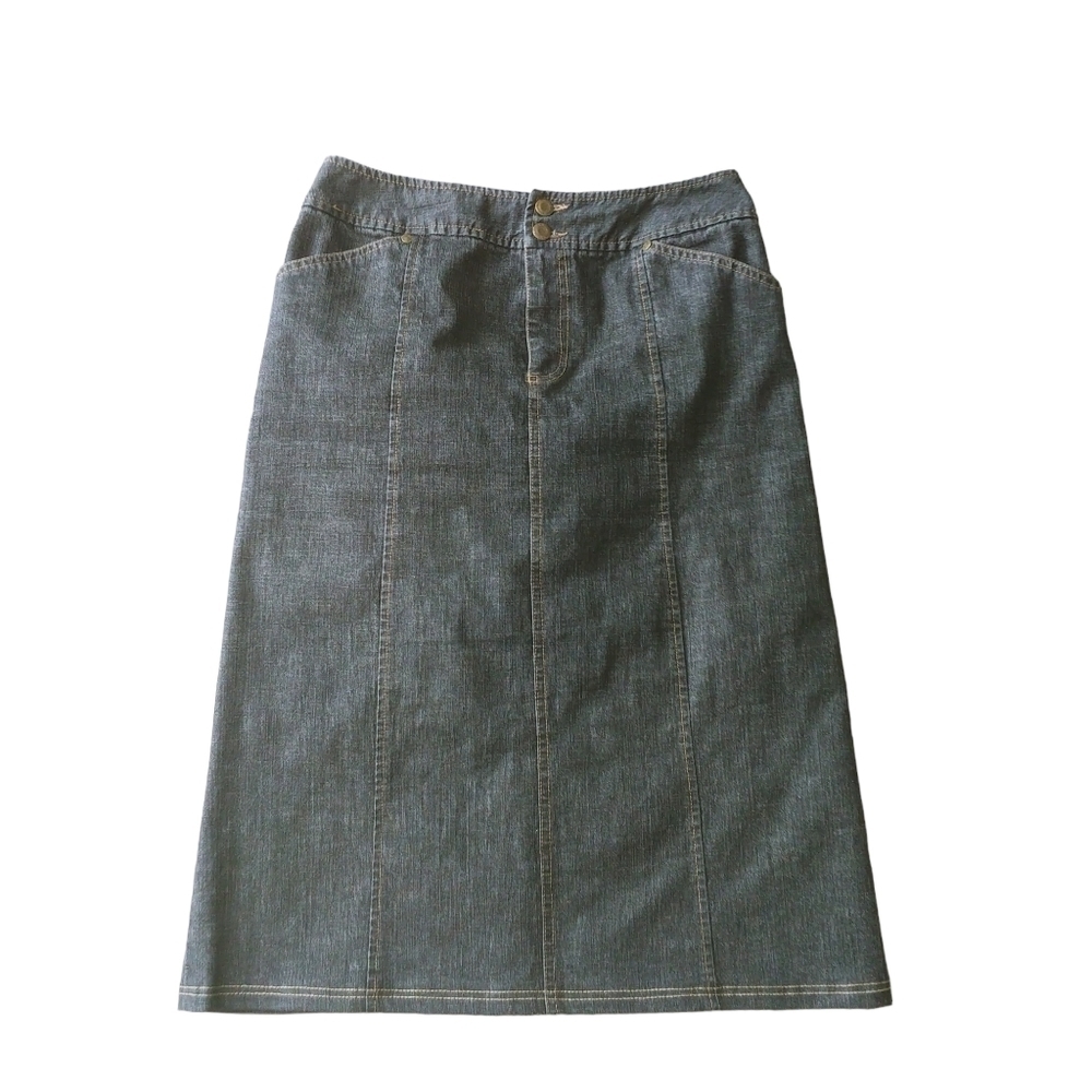 Tribal Denim Midi Skirt